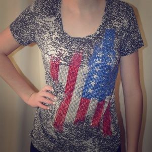 T-shirt, bedazzled American flag gems